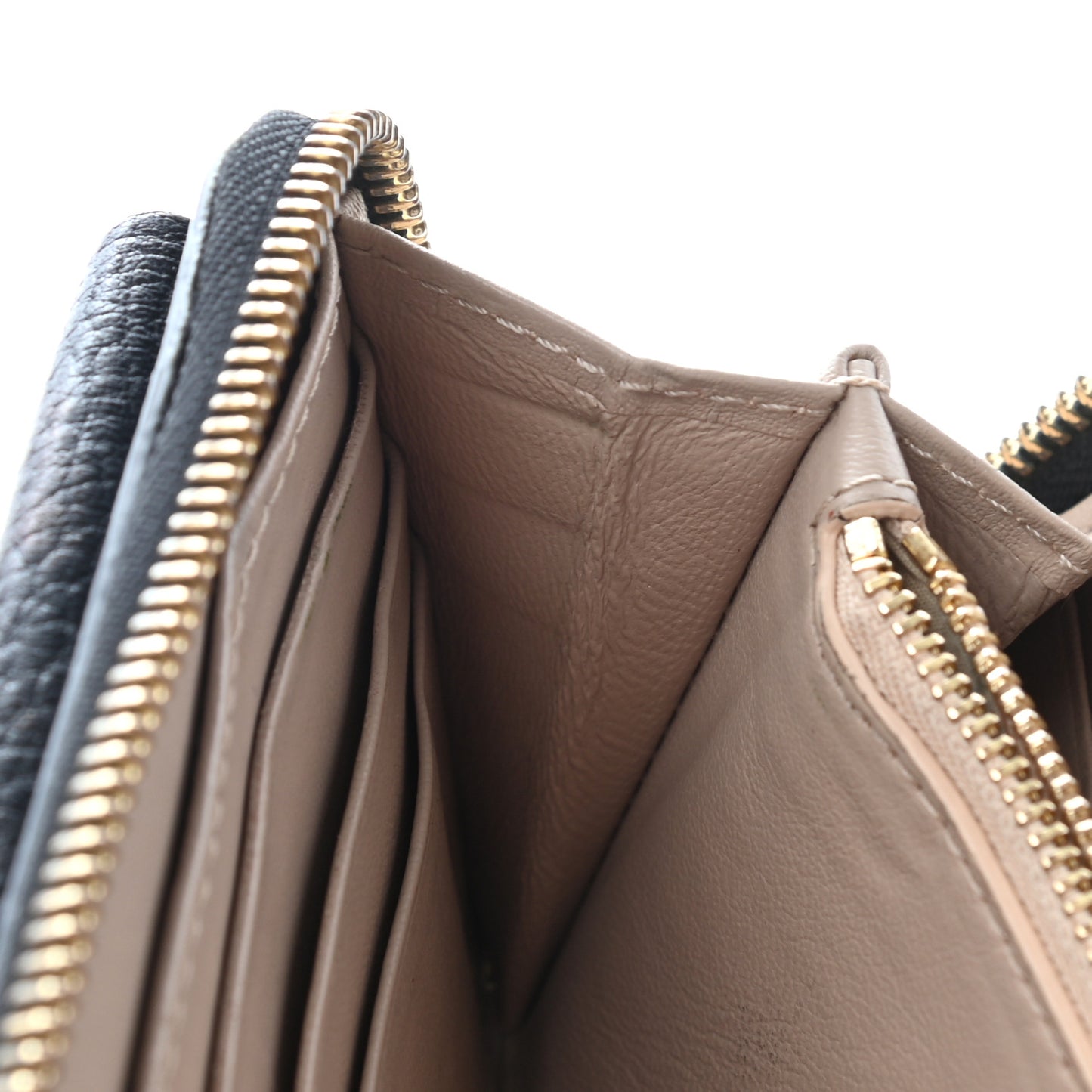 Grained Lambskin Drew Long Wallet with Flap Black