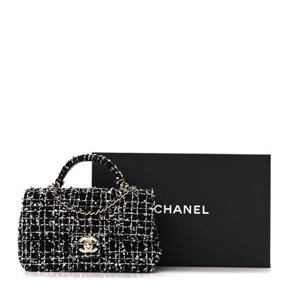 Chanel Tweed Quilted Mini Top Handle Rectangular Flap Black White 13 of 13