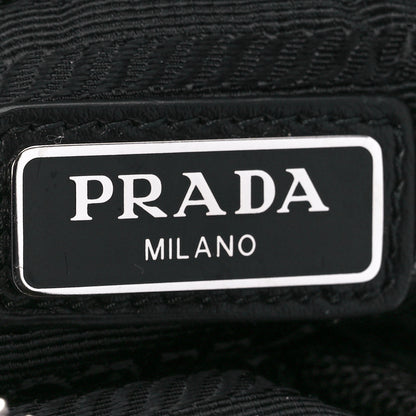 Prada Spazzolato Rois Re-Nylon Metal Triangle Logo Monolith Pouch Pocket 55mm Boots 41 Black 10 of 11