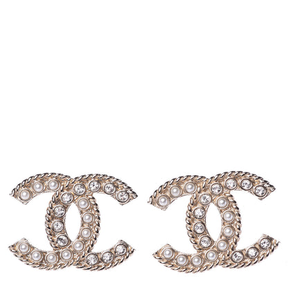 Chanel Pearl Crystal April In Paris CC Earrings Light Gold 1 of 4