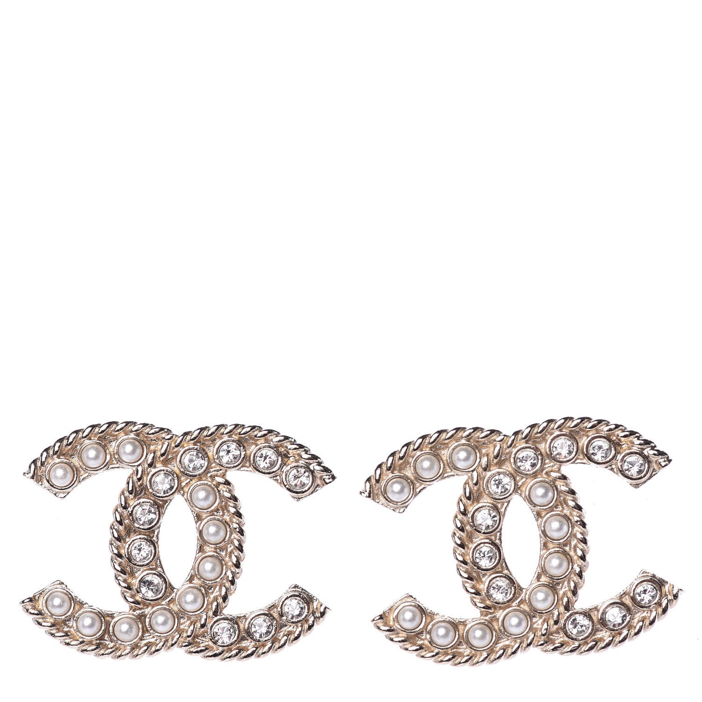 Pearl Crystal April In Paris CC Earrings Light Gold