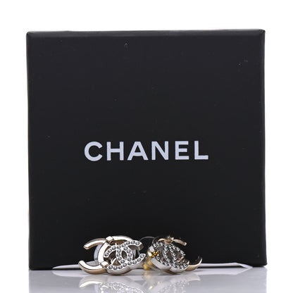 Chanel Crystal Double CC Earrings Gold Silver 5 of 5