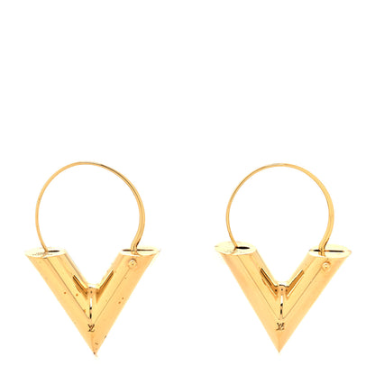 Louis Vuitton Brass Essential V Hoop Earrings Gold 1 of 5