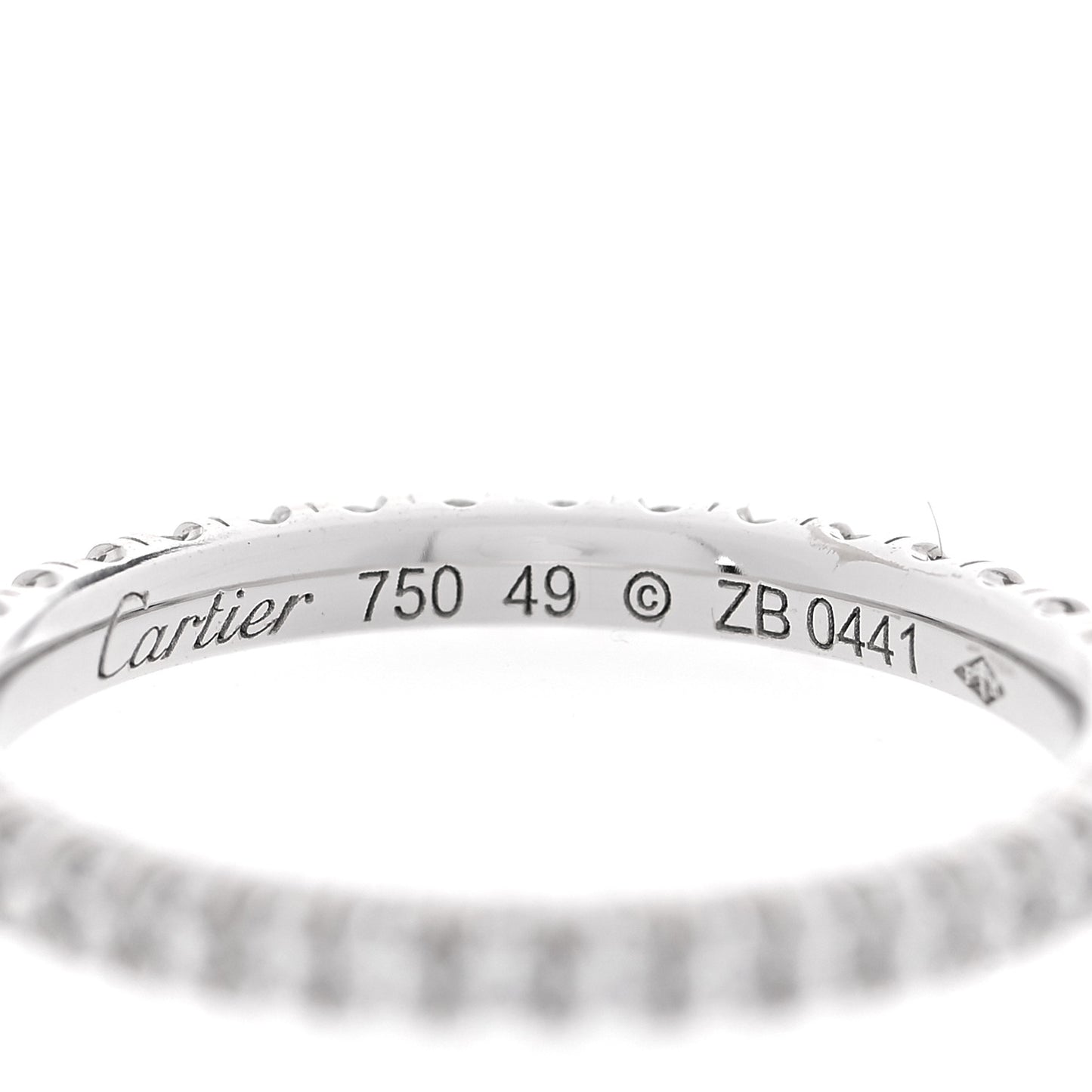 18K White Gold Diamond 2mm Etincelle de Cartier Wedding Band Ring 49 5