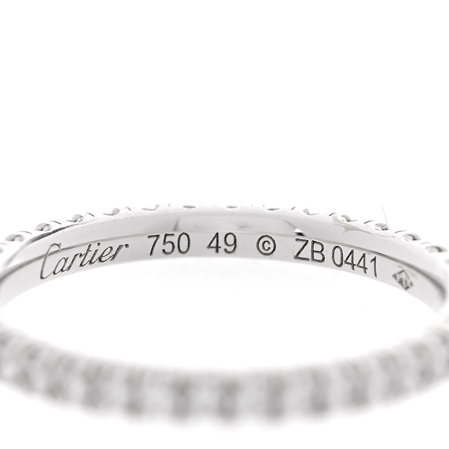 Cartier 18K White Gold Diamond 2mm Etincelle de Cartier Wedding Band Ring 49 5 4 of 5