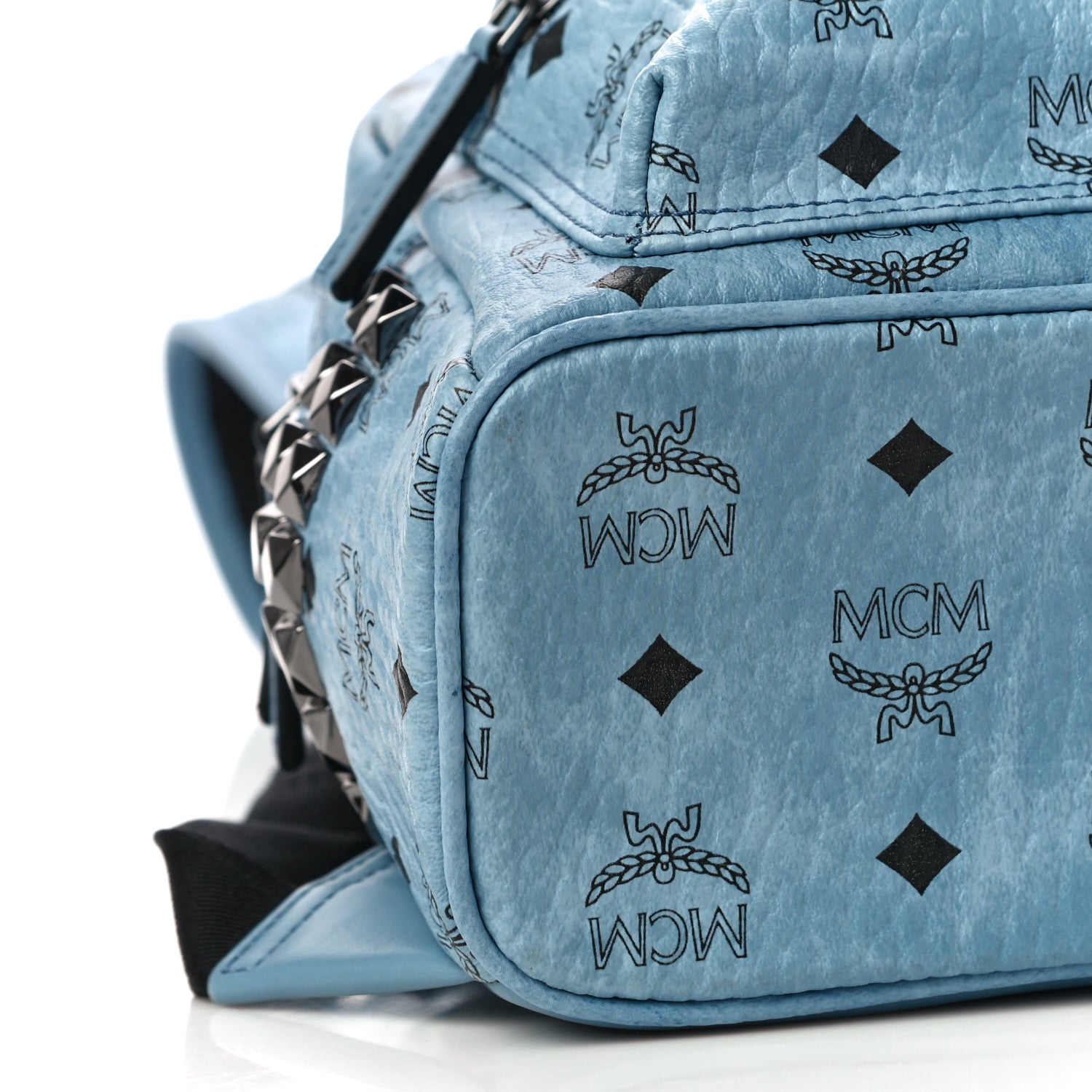 MCM Visetos Side Stud Mini Stark Backpack Blue 9 of 10