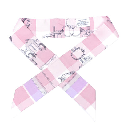 Hermes Silk Mors Et Gourmettes Vichy Twilly Parme Mauve White 1 of 5