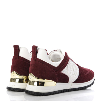 Louis Vuitton Suede Calfskin Run Away Sneakers 35 Burgundy White 4 of 11