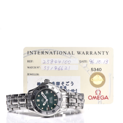 Omega Stainless Steel 28mm Seamaster Jacques Mayol Quartz Watch Green 2584.41 7 of 7