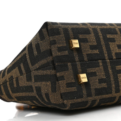 Fendi Fabric Jacquard Vitello King Plexiglass FF 1974 Logo Embroidered Mini By The Way Top Handle Boston Bag Tobacco Moro Sand 7 of 8
