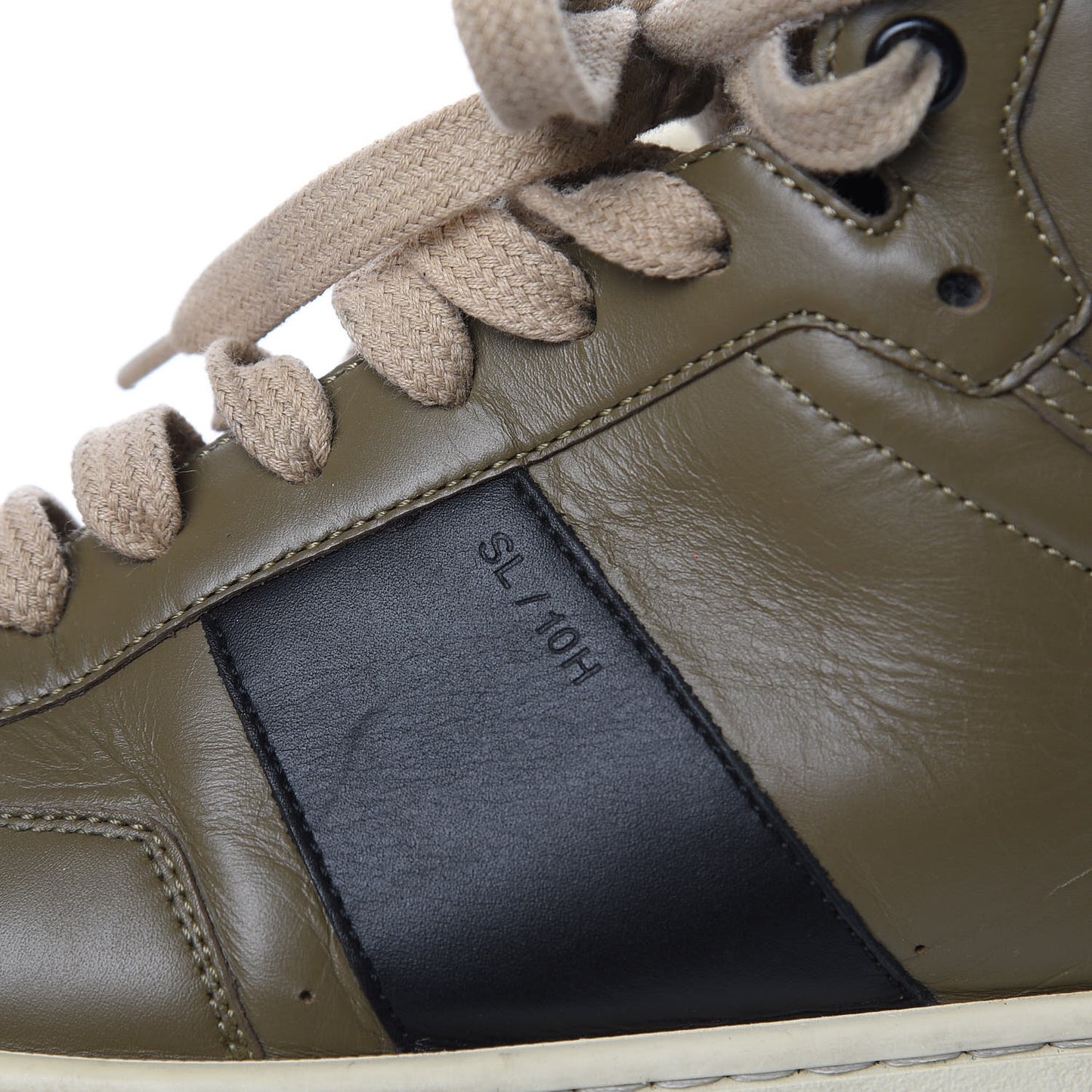Calfskin Court Classic SL/10H High Top Sneakers 44 Olive Black