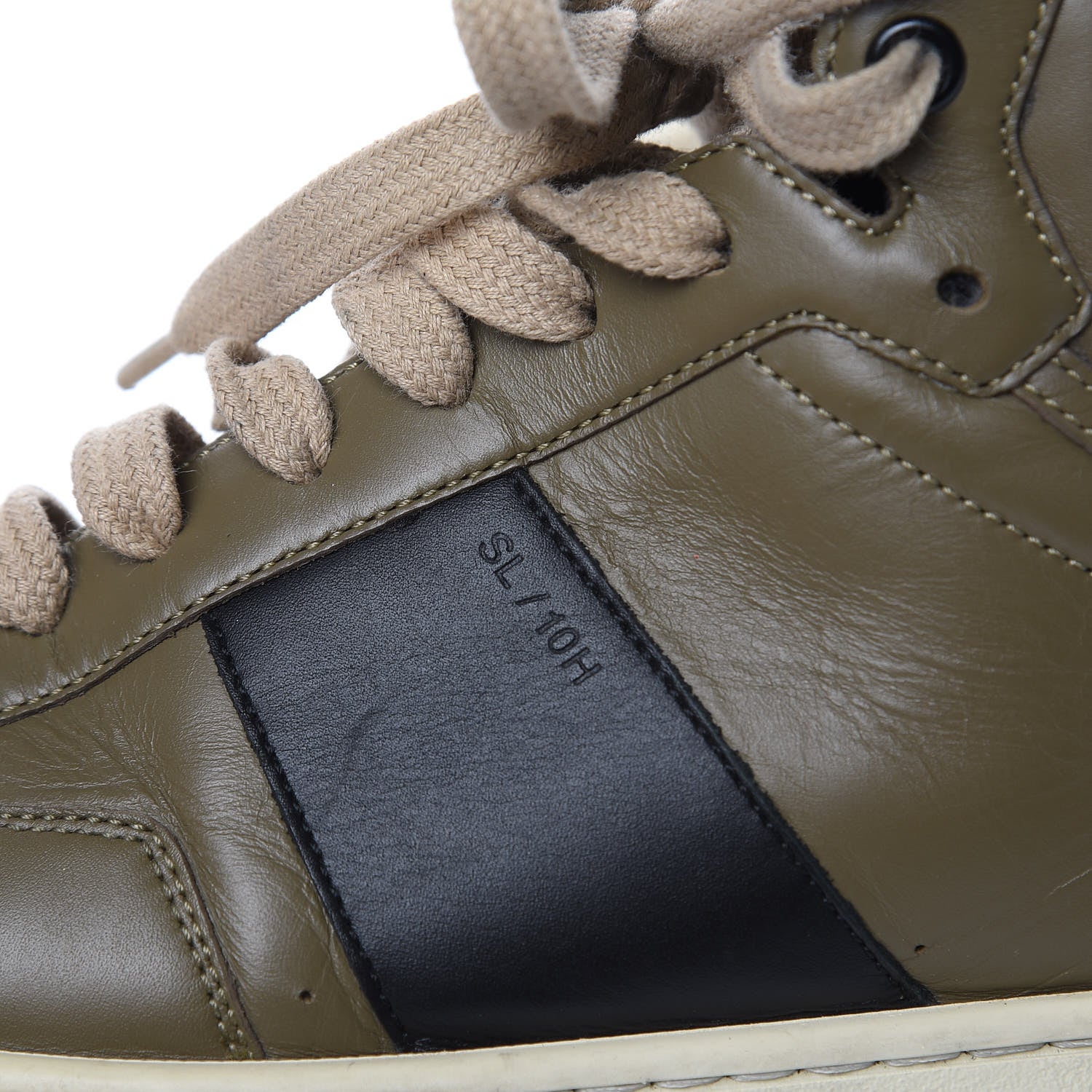 Saint Laurent Calfskin Court Classic SL/10H High Top Sneakers 44 Olive Black 11 of 13