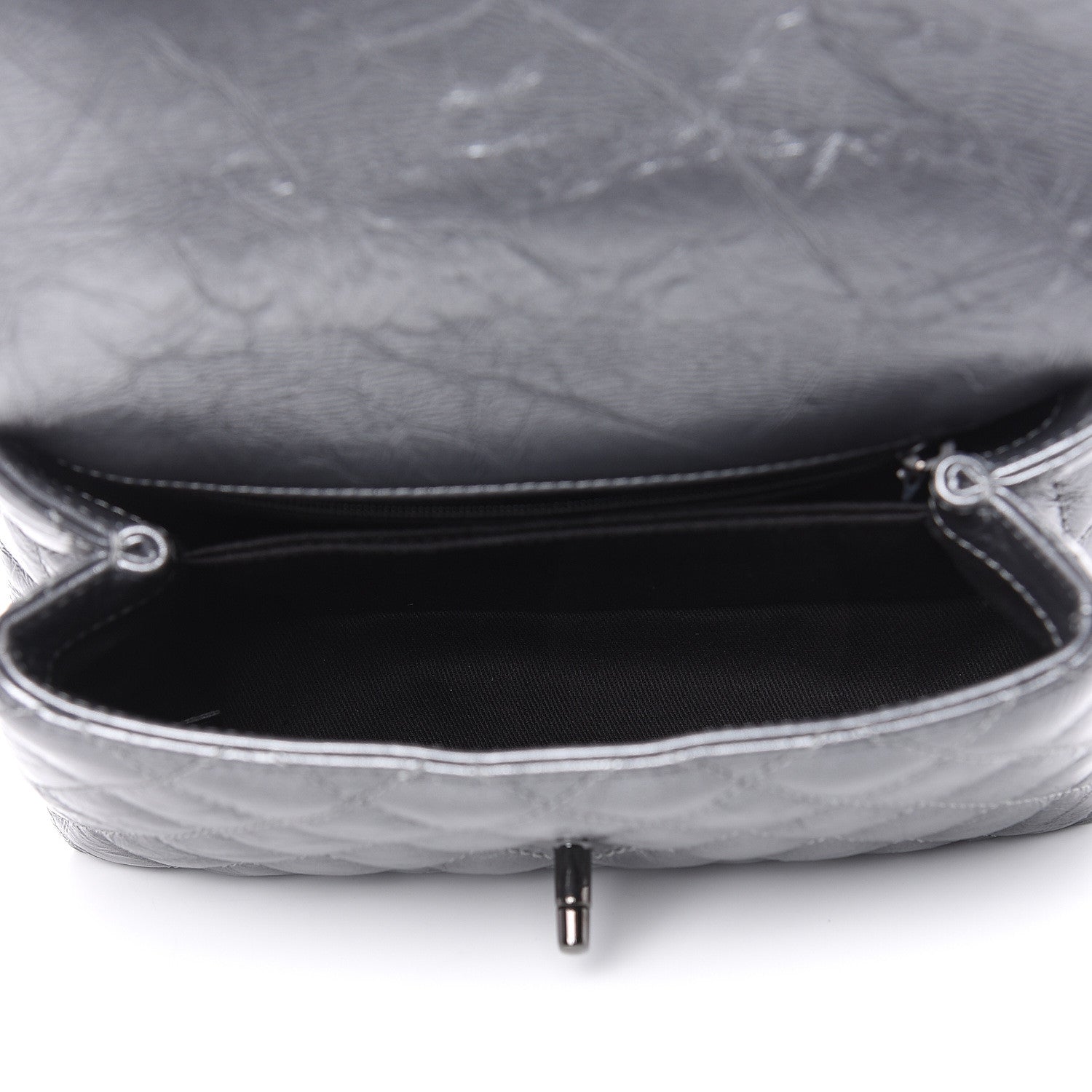 Chanel Metallic Aged Calfskin Quilted Mini Coco Handle Flap Charcoal 5 of 10