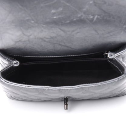 Chanel Metallic Aged Calfskin Quilted Mini Coco Handle Flap Charcoal 5 of 10