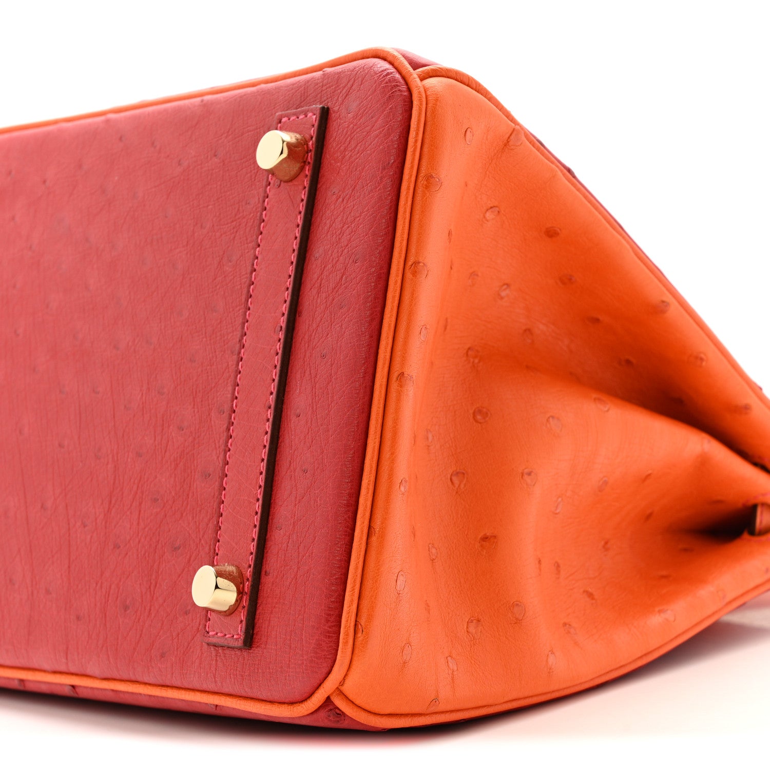 Hermes Ostrich Horseshoe Birkin 30 Rouge Vif Orange 10 of 12