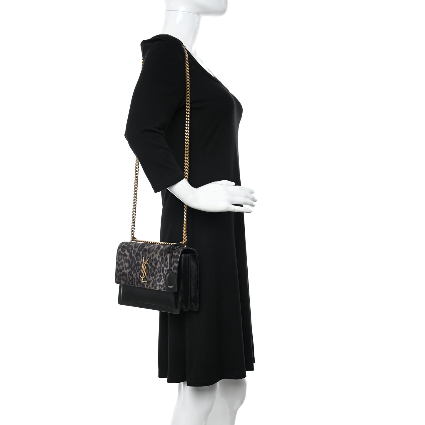 Calfskin Suede Leopard Print Medium Monogram Sunset Black