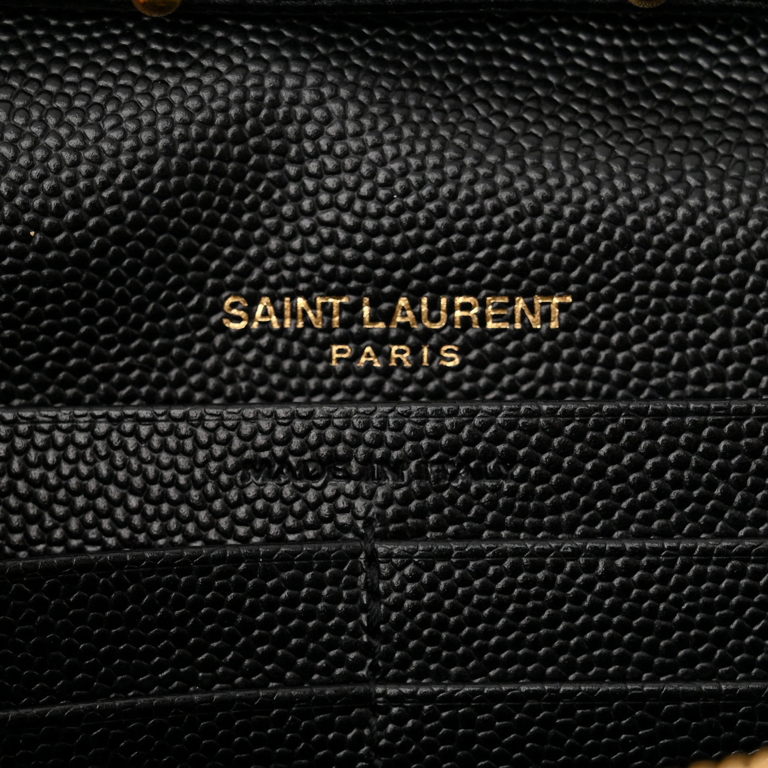 Saint Laurent Grain De Poudre Matelasse Chevron Monogram Chain Wallet Black 7 of 11