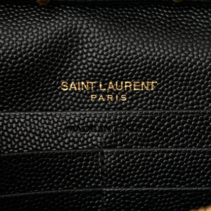 Saint Laurent Grain De Poudre Matelasse Chevron Monogram Chain Wallet Black 7 of 11