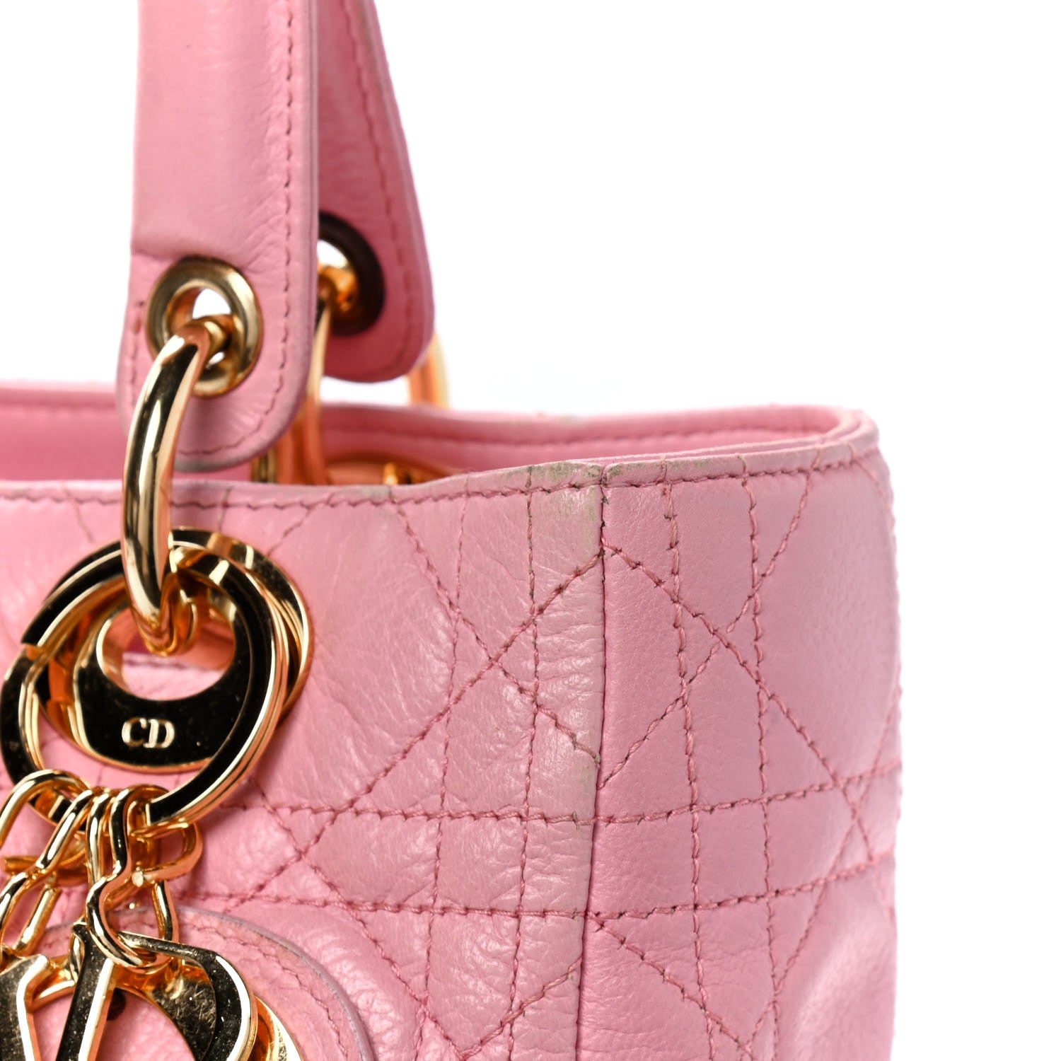 Christian Dior Grained Calfskin Cannage Medium Lady Dior Pink 9 of 10