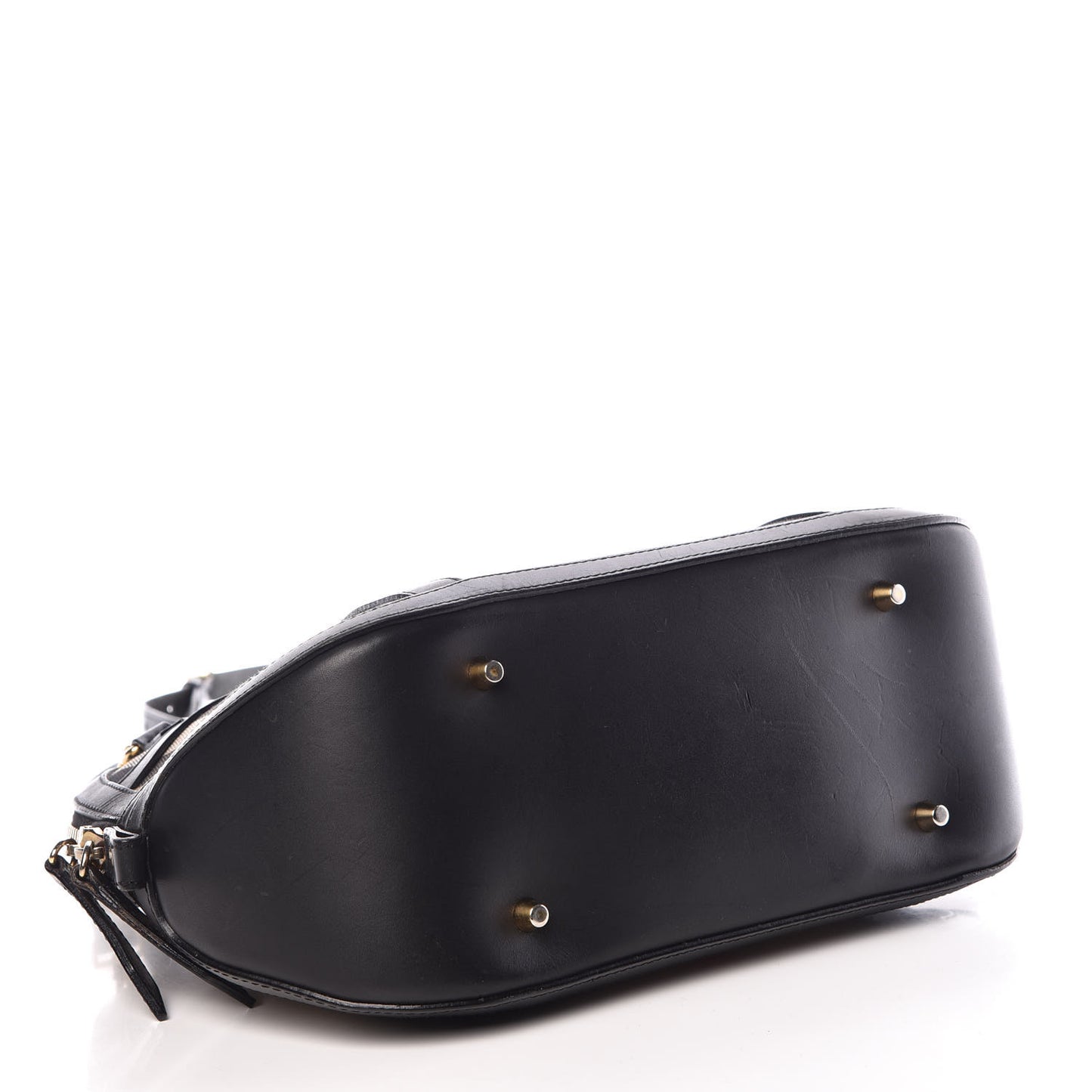 Bridle Calfskin House Check Small Orchard Bowling Bag Black