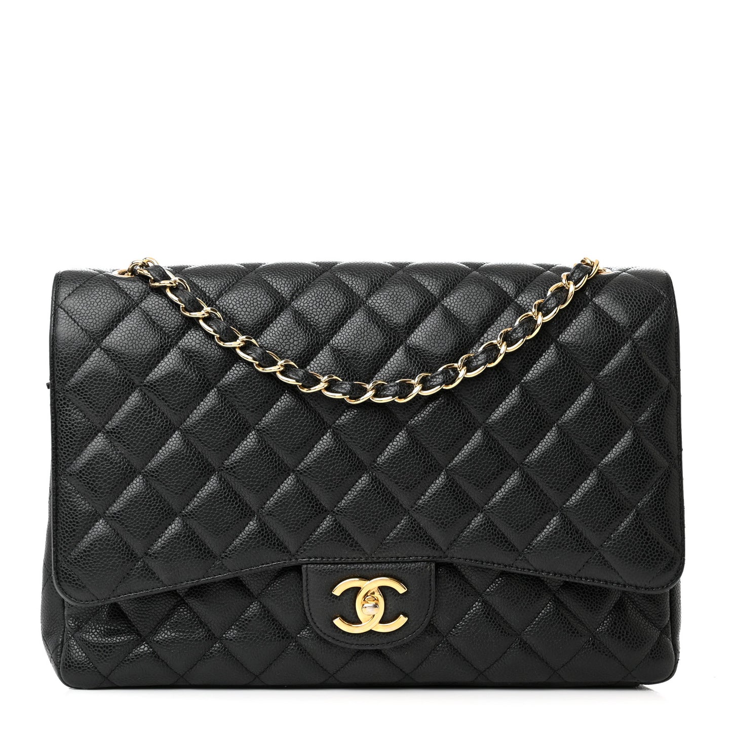 Caviar Quilted Maxi Double Flap Black
