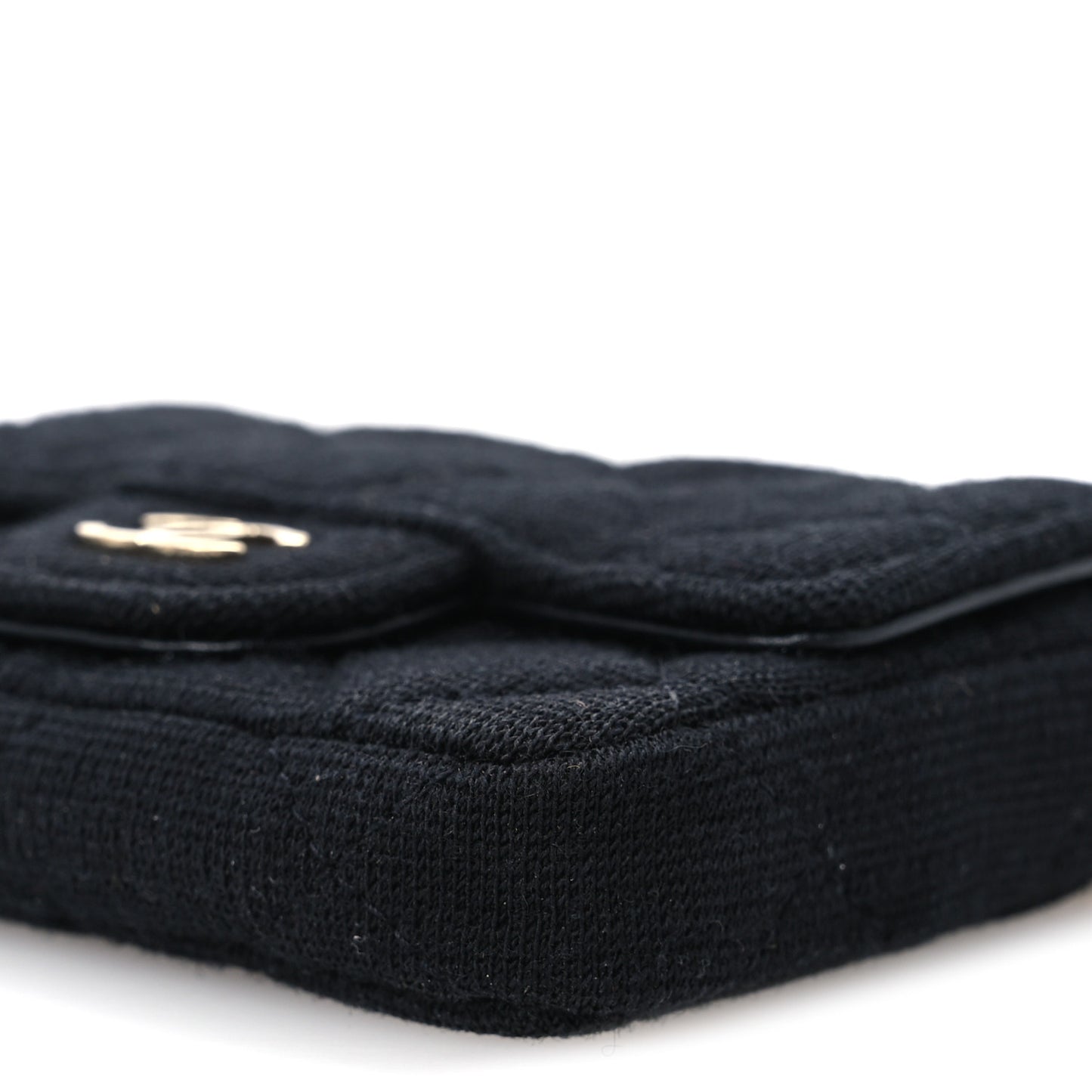 Jersey Quilted Flap Chain Waist Bag Black