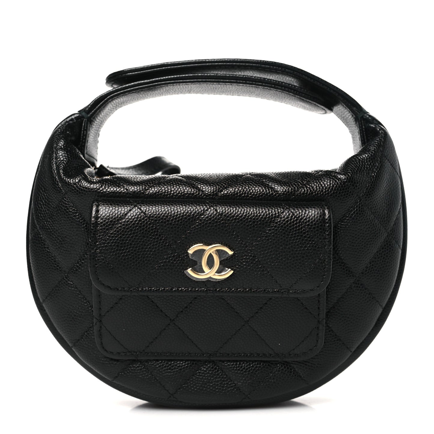 Caviar Quilted Polly Pocket Pouch Hobo Black