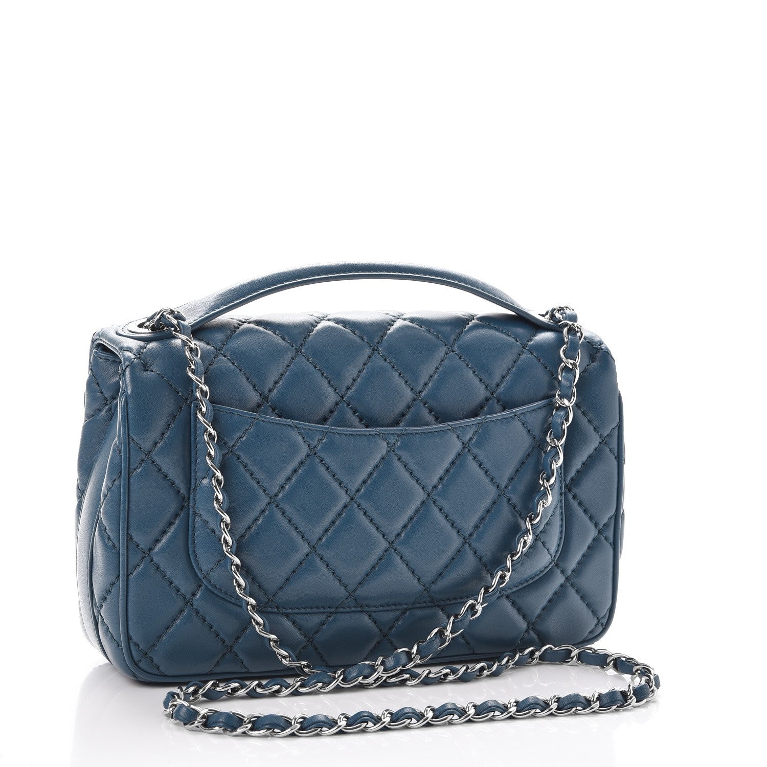 Chanel Lambskin Quilted Medium Easy Carry Flap Blue 3 of 8