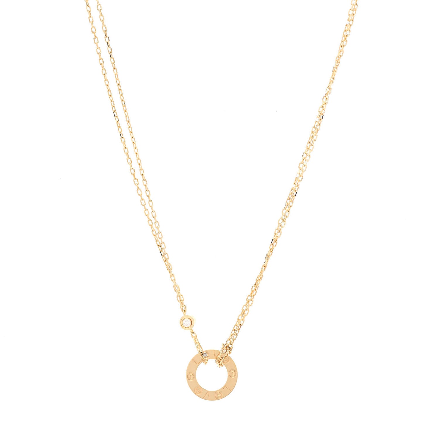 18K Yellow Gold 2 Diamond LOVE Necklace