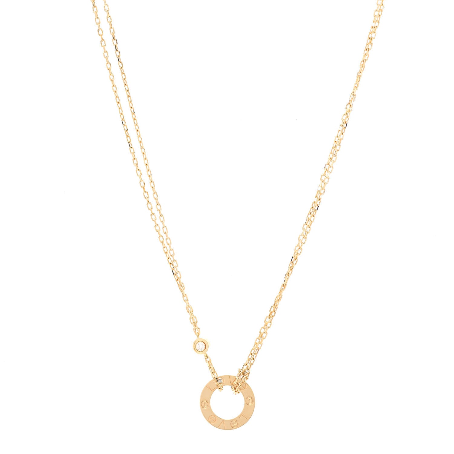 Cartier 18K Yellow Gold 2 Diamond LOVE Necklace 1 of 5