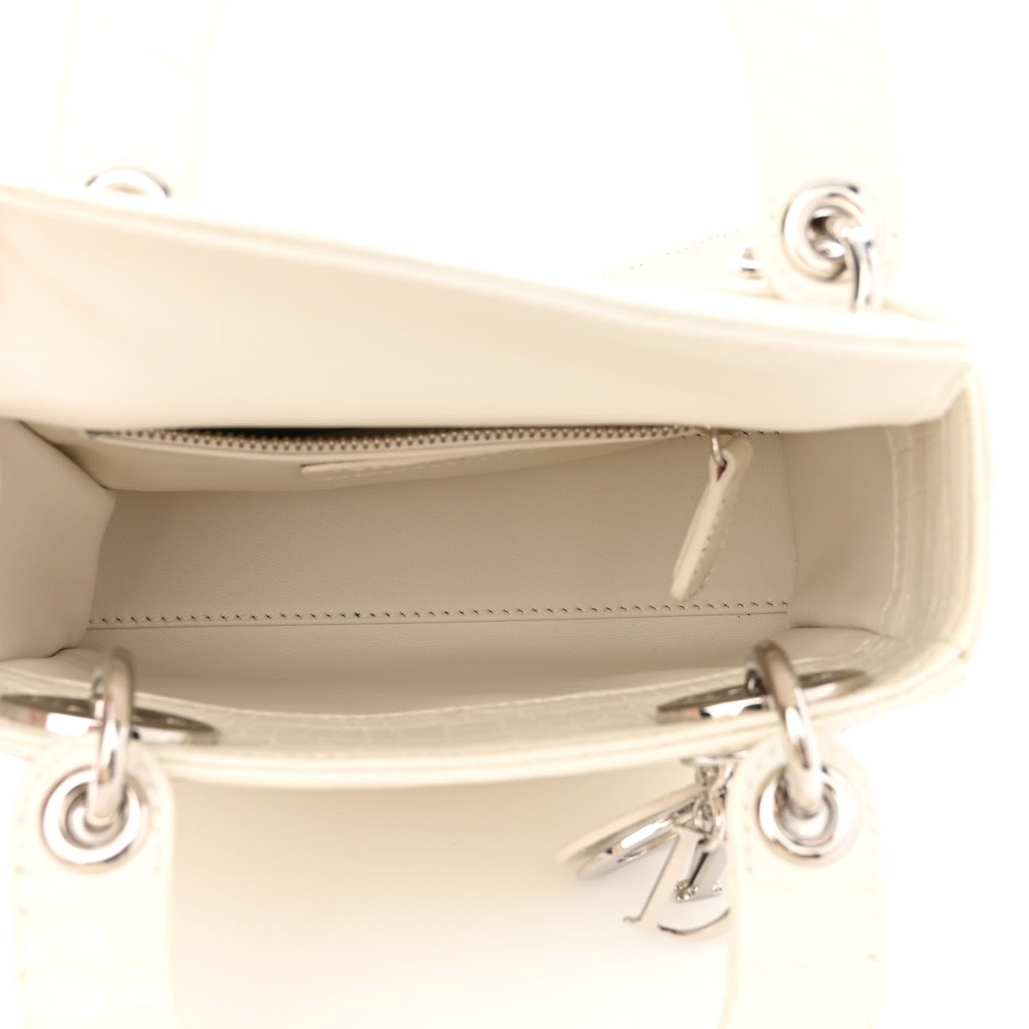 Alligator Mini Lady Dior White