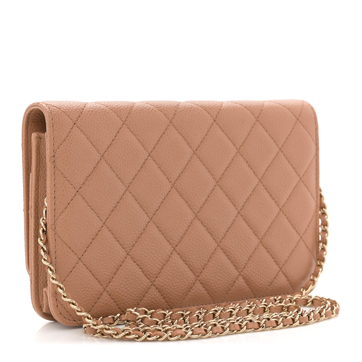 Chanel Caviar Quilted Golden Class Wallet On Chain WOC Beige 3 of 10