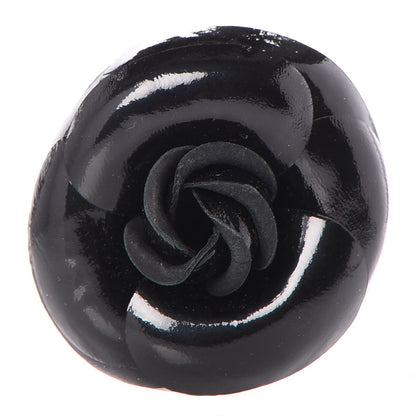 Chanel Patent Leather Camellia Pin Brooch Black 1 of 4