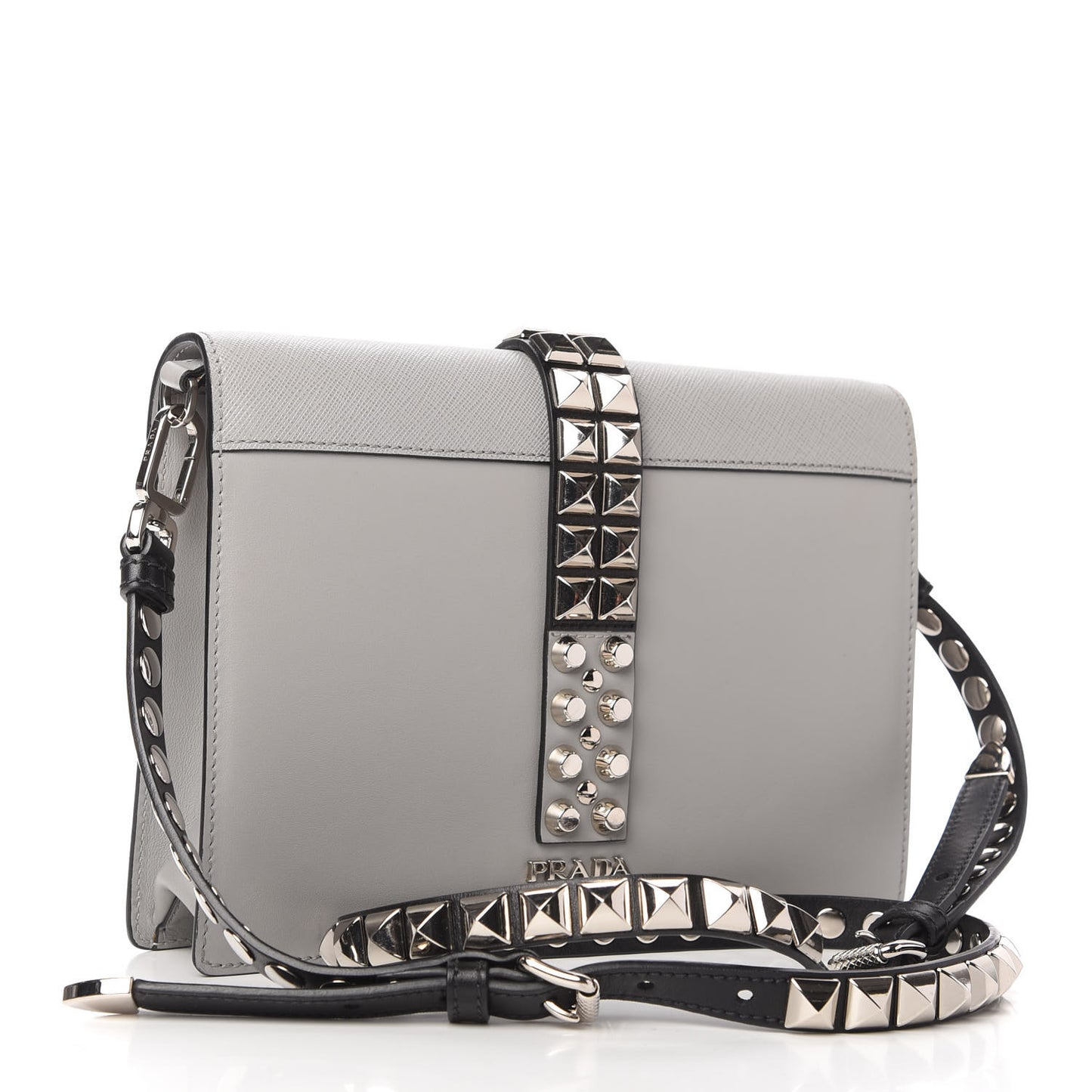 Saffiano City Calfskin Studded Large Elektra Shoulder Bag Nube