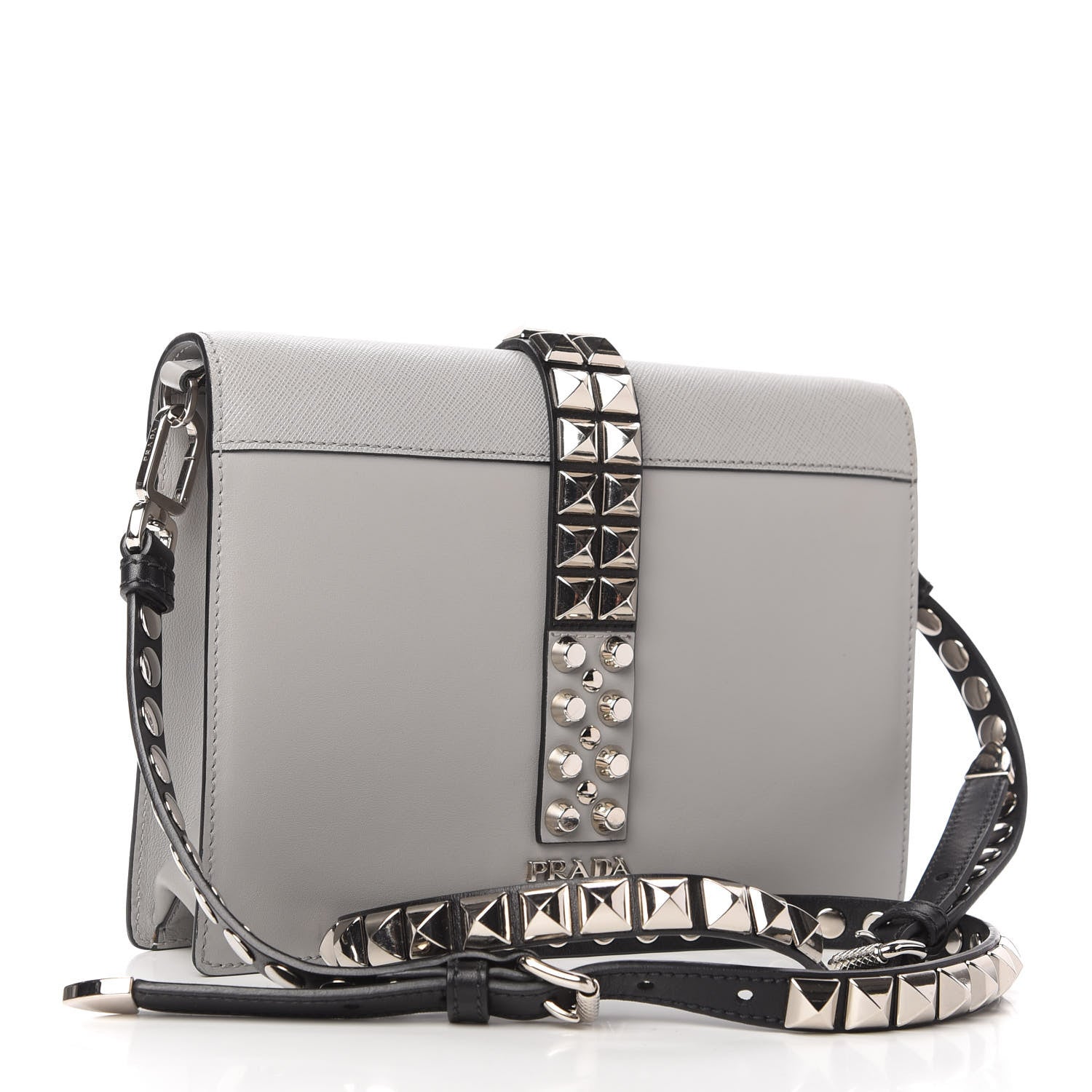 Prada Saffiano City Calfskin Studded Large Elektra Shoulder Bag Nube 3 of 10