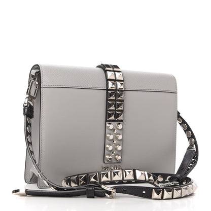 Prada Saffiano City Calfskin Studded Large Elektra Shoulder Bag Nube 3 of 10