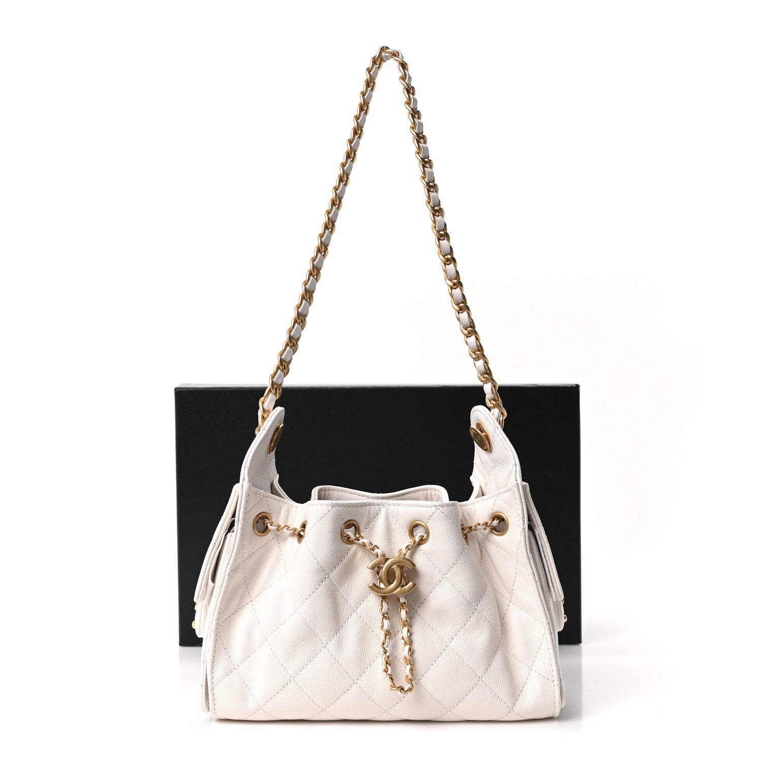 Chanel Caviar Quilted Mini Chanel 25 Handbag White 11 of 11