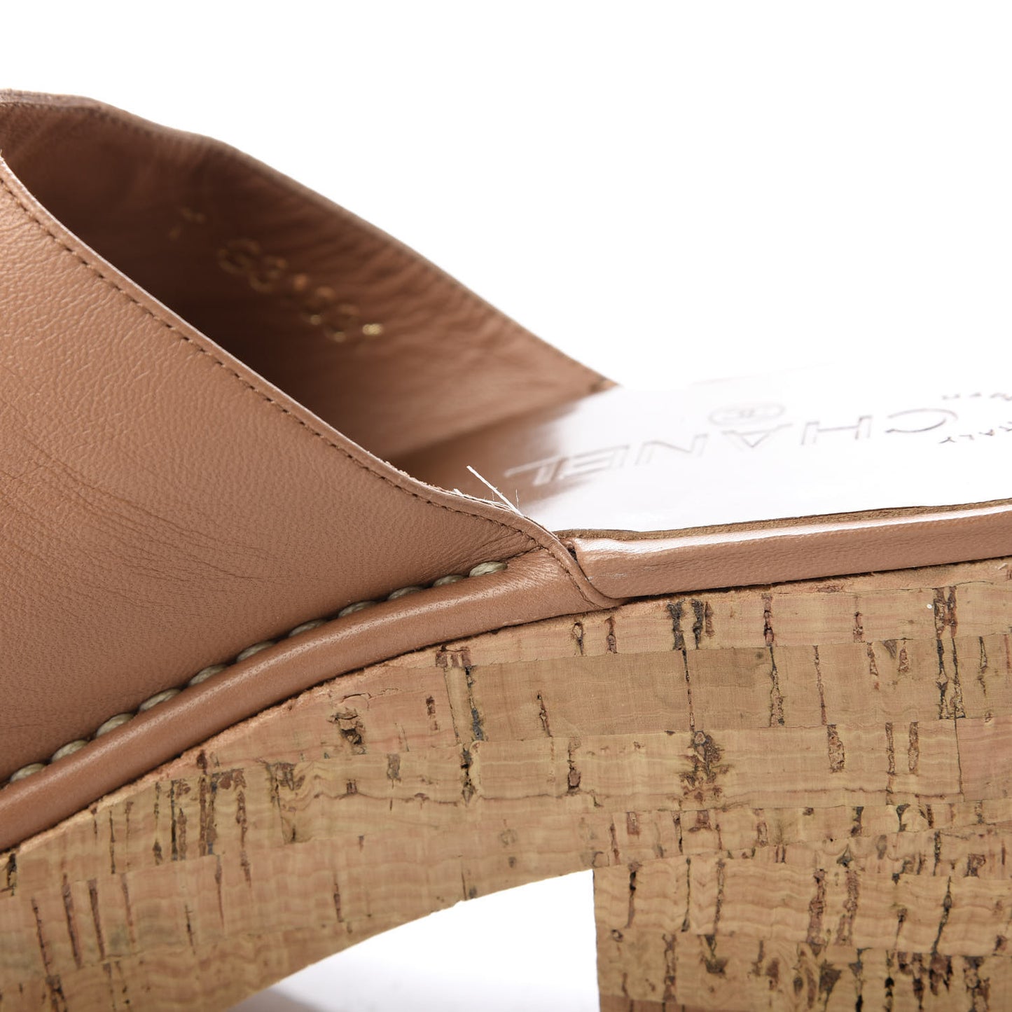 Calfskin Cork Cap Toe CC Clogs 41 Beige Burgundy