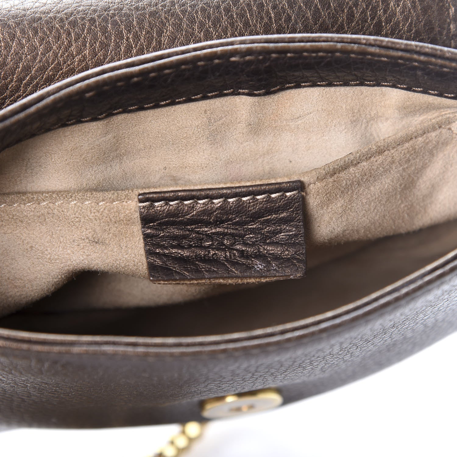 Gucci Metallic Pebbled Calfskin Small 1973 Chain Shoulder Bag Winter Leaf 7 of 8