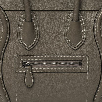 Celine Drummed Calfskin Micro Luggage Souris 7 of 11