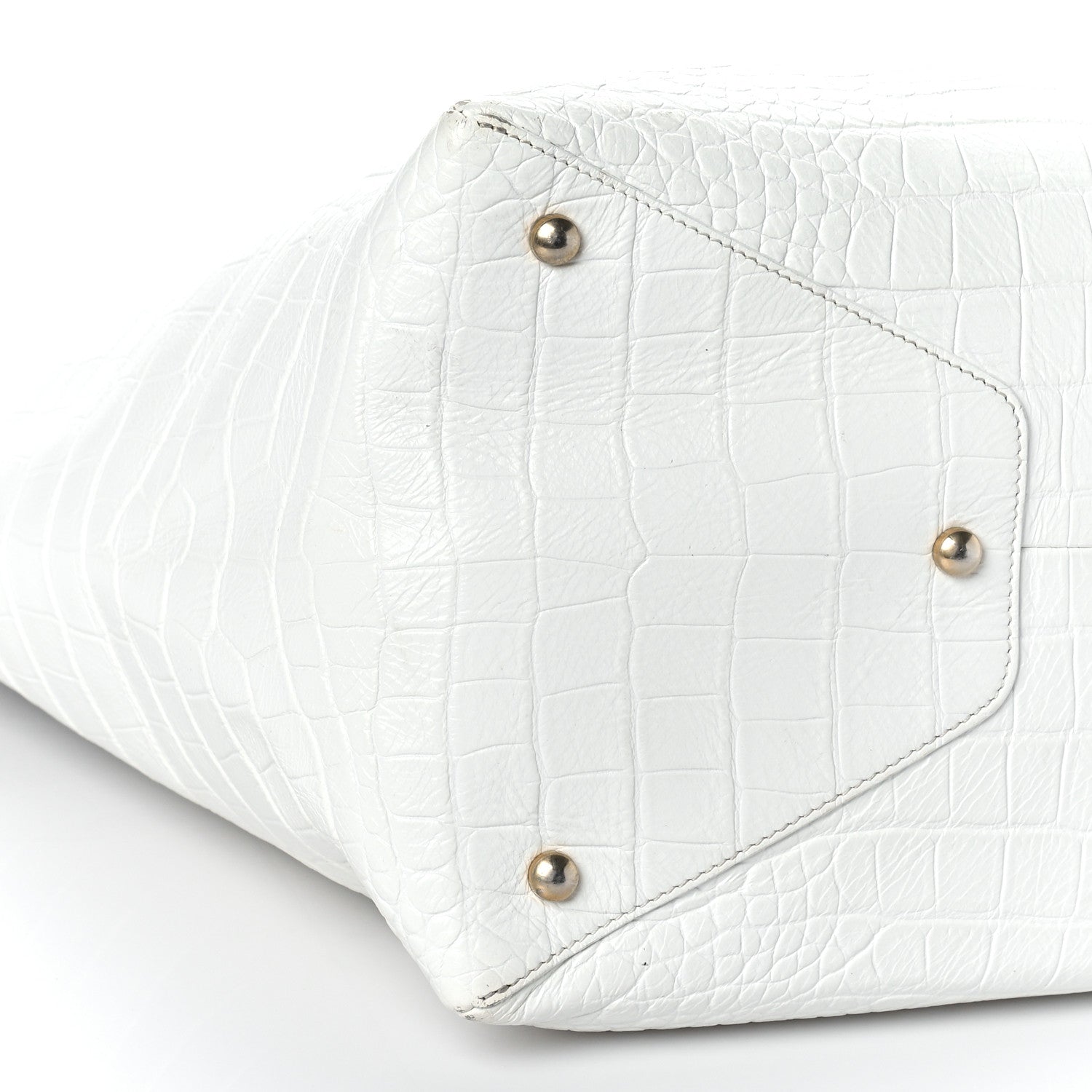 Chanel Calfskin Crocodile Embossed Large Cocodile Shopping Tote White 8 of 9