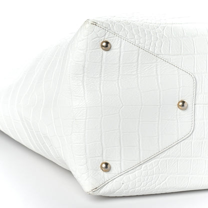 Chanel Calfskin Crocodile Embossed Large Cocodile Shopping Tote White 8 of 9