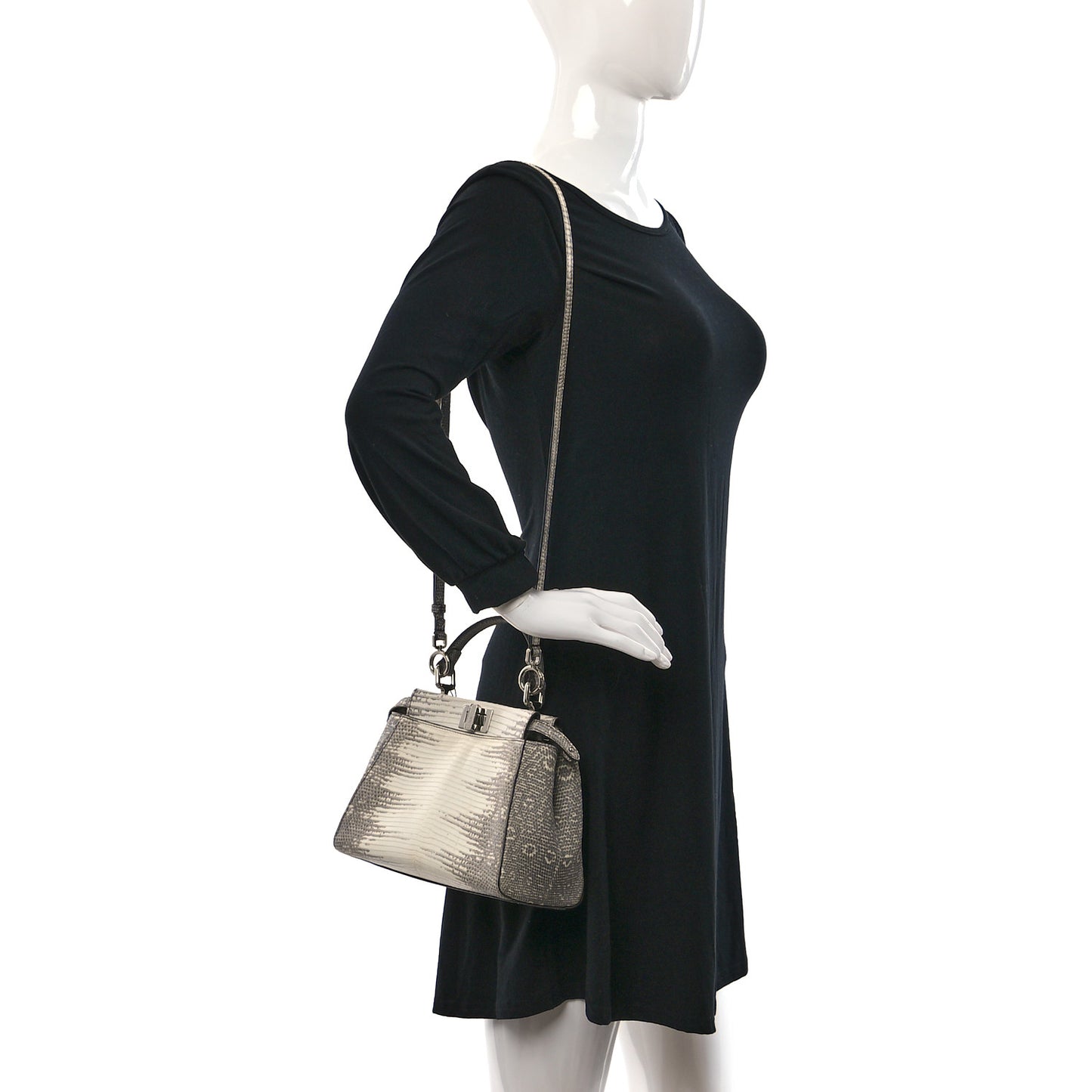 Lizard Togo Shiny Nappa Mini Peekaboo Iconic Satchel Roccia