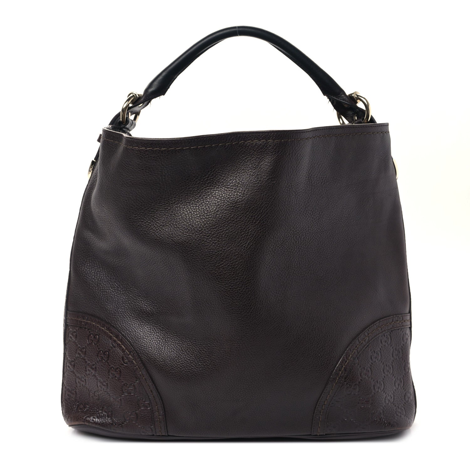 Gucci Calfskin Guccissima Trim Large Signoria Hobo Dark Brown 1 of 9