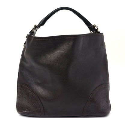 Gucci Calfskin Guccissima Trim Large Signoria Hobo Dark Brown 1 of 9