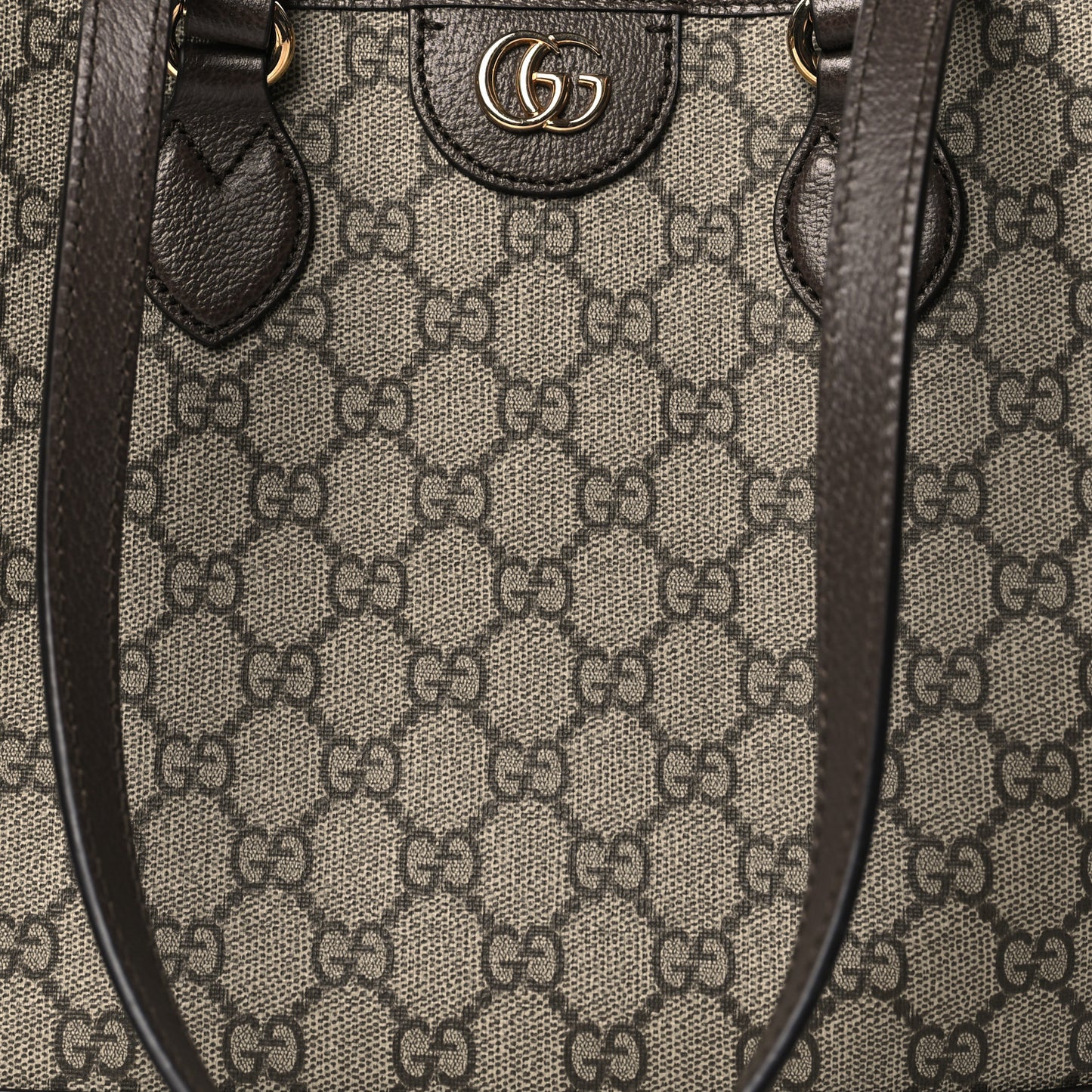 GG Supreme Monogram Textured Calfskin Small Ophidia Shoulder Tote Bag Beige Ebony New Acero