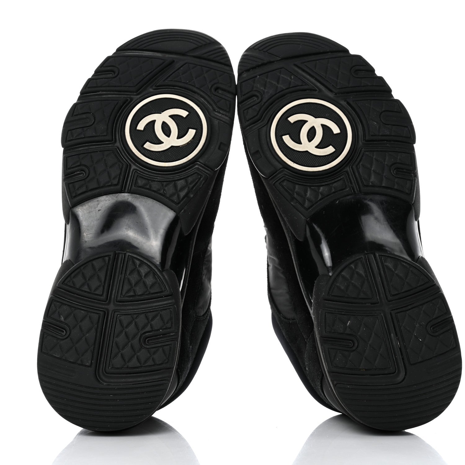 Chanel Fabric Calfskin Suede CC Sneakers 38 Black 5 of 8