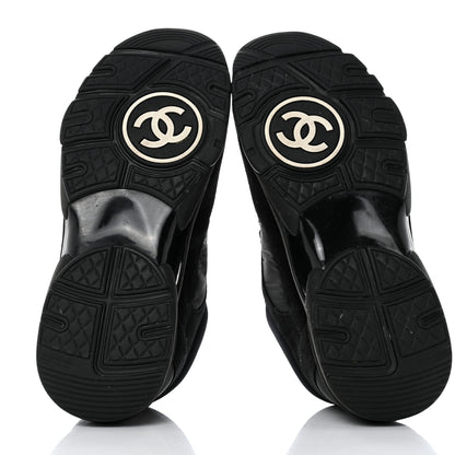 Chanel Fabric Calfskin Suede CC Sneakers 38 Black 5 of 8