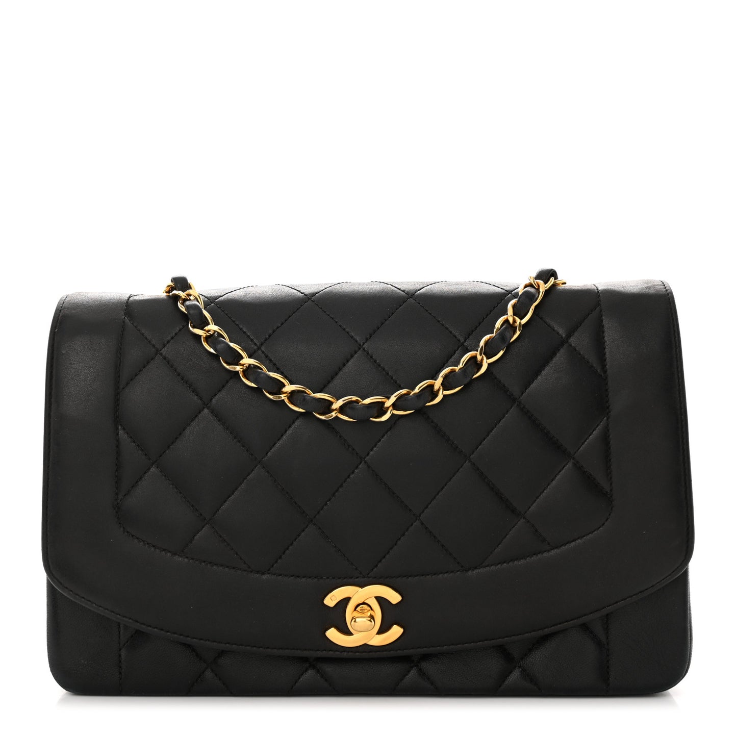 Lambskin Quilted Medium Single Flap Black