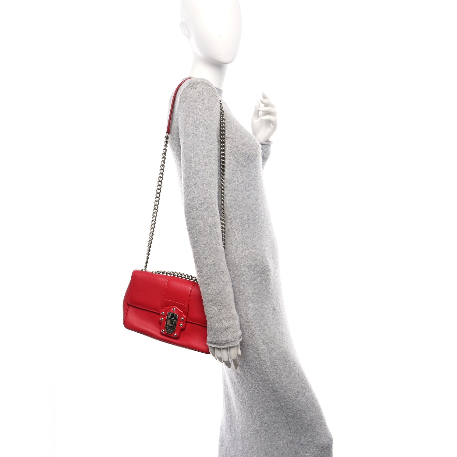 Dolce & Gabbana Calfskin Lucia Chain Shoulder Bag Red 2 of 9